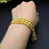 17mm Gold-plated Bracelet Men's Wide Face Tank Bracelet