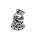 Live To Ride Eagle Biker Bell Pendant Stainless Steel Wing Engine Skull