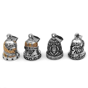 Live To Ride Eagle Biker Bell Pendant Stainless Steel Wing Engine Skull