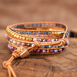 Opal Heart Bracelet for Girls - Leather Beaded Bangle