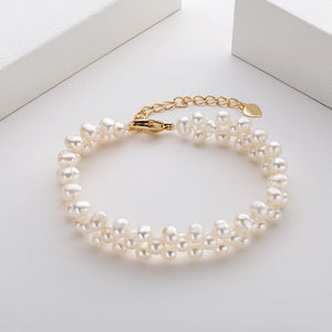 14K Filled Pearl Double Strand Bracelet Women Jewelry