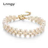 14K Filled Pearl Double Strand Bracelet Women Jewelry