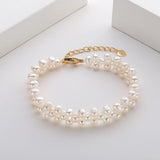 14K Filled Pearl Double Strand Bracelet Women Jewelry