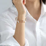 14K Filled Bilayer Bracelet Freshwater Pearls Twisted Bangle