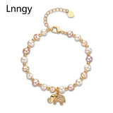 14K Filled Freshwater Pearl Elephant Charm Bracelet