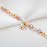 14K Filled Bracelet Natural Freshwater Pearl Elephant Charm Women Gift