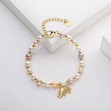 14K Filled Freshwater Pearl Elephant Charm Bracelet