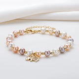 14K Filled Bracelet Natural Freshwater Pearl Elephant Charm Women Gift