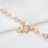 14K Filled Freshwater Pearl Elephant Charm Bracelet