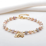 14K Filled Freshwater Pearl Elephant Charm Bracelet