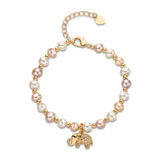 14K Filled Freshwater Pearl Elephant Charm Bracelet
