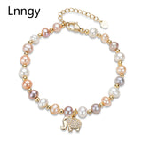 14K Filled Bracelet Natural Freshwater Pearl Elephant Charm Women Gift