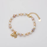 14K Filled Freshwater Pearl Elephant Charm Bracelet