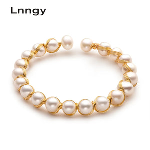 14K Filled Pearl Twisted Bracelet Bangle Women Jewelry