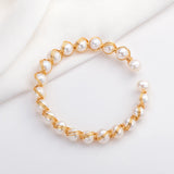 14K Filled Pearl Twisted Bracelet Bangle Women Jewelry