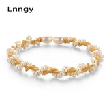 14K Filled Pearl Bracelet 6-6.5mm Natural Freshwater Twisted Bangle
