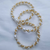 14K Filled Pearl Twisted Bracelet 6-6.5mm Women's Bangle