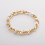 14K Filled Pearl Twisted Bracelet 6-6.5mm Women's Bangle