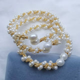 14K Filled Pearl Twisted Bracelet 6-6.5mm Women's Bangle
