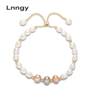 14K Filled Pearl Charm Bracelet Women Adjustable Anniversary Jewelry