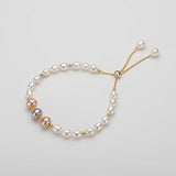 14K Filled Pearl Charm Bracelet Women Adjustable Anniversary Jewelry
