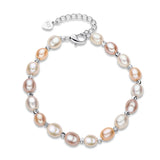 14K Filled Twisted Pearls Bracelet Bangle Women Jewelry