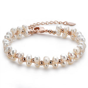 14K Filled Chain Bracelet Freshwater Pearl Charm Bracelet Women Jewelry