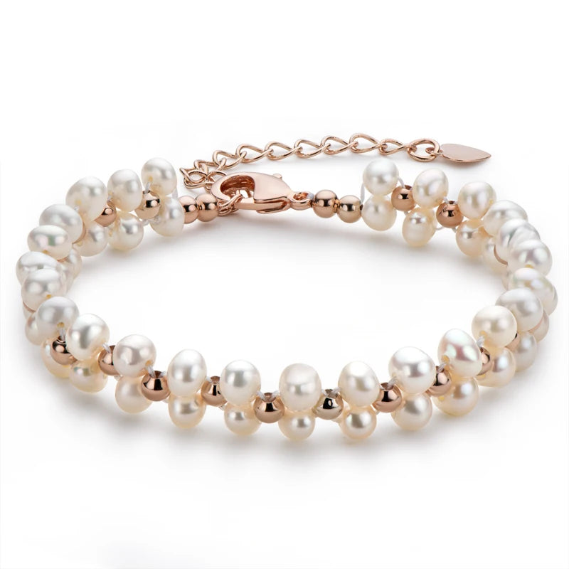 14K Filled Chain Bracelet Freshwater Pearl Charm Bracelet Women Jewelry