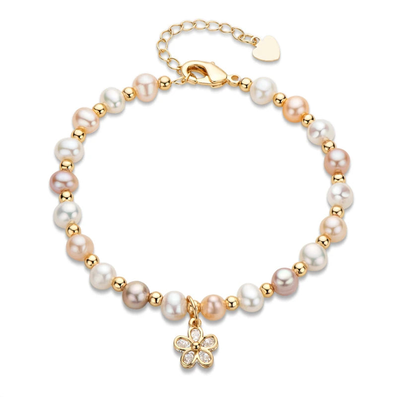 14K Filled Chain Bracelet Natural Freshwater Pearls Charm Women Jewelry