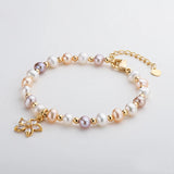 14K Filled Chain Bracelet Natural Freshwater Pearls Charm Women Jewelry