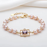 14K Filled Chain Bracelet with Pearls Star Charm