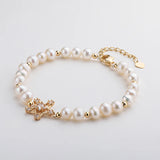 14K Filled Chain Bracelet with Pearls Star Charm