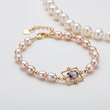 14K Filled Chain Bracelet with Pearls Star Charm