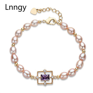 14K Filled Chain Bracelet with Pearls Star Charm