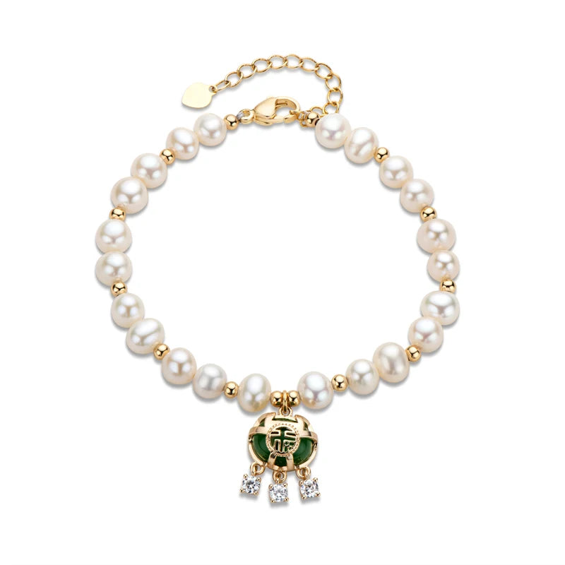 14K Filled Chain Bracelet Natural Freshwater Pearls Blessing Bracelet
