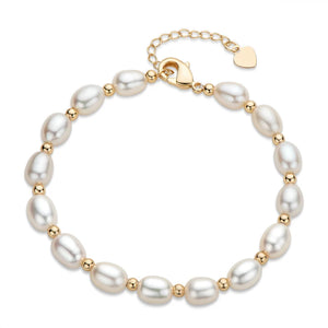14K Filled Chain Bracelet with Freshwater Pearls Women Jewelry