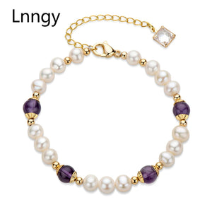 14K Filled Chain Bracelet Natural Freshwater Pearls 17+5cm Women Charm Jewelry