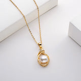 14K Filled Pearl Pendant Necklace Women Party Jewelry