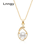 14K Filled Pearl Pendant Necklace Women Party Jewelry