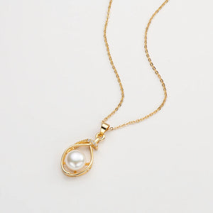 14K Filled Pearl Pendant Necklace Women Party Jewelry