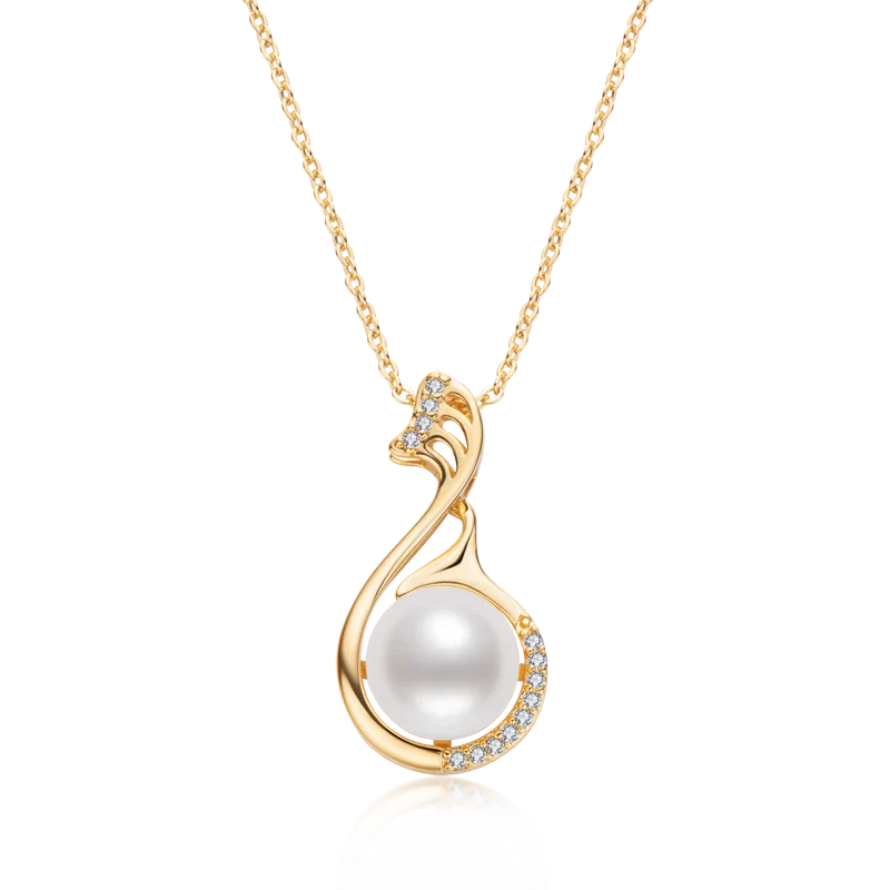 9.5-10mm Freshwater Pearl Necklace Gold-Plated Pendant