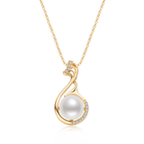 9.5-10mm Freshwater Pearl Necklace Gold-Plated Pendant