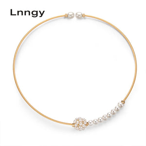 14K Filled Pearl Choker Necklace Women Jewelry