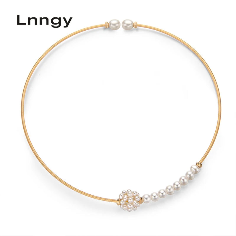 14K Filled Pearl Choker Necklace Women Jewelry