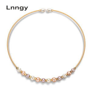 14K Filled Chokers Necklace 5.5-7mm Freshwater Pearl Necklace Women Jewelry