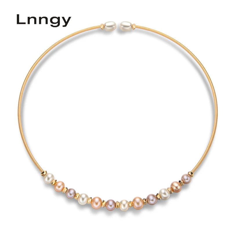 14K Filled Chokers Necklace 5.5-7mm Freshwater Pearl Necklace Women Jewelry
