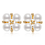 14K Filled Pearl Stud Earrings Women Engagement Jewelry