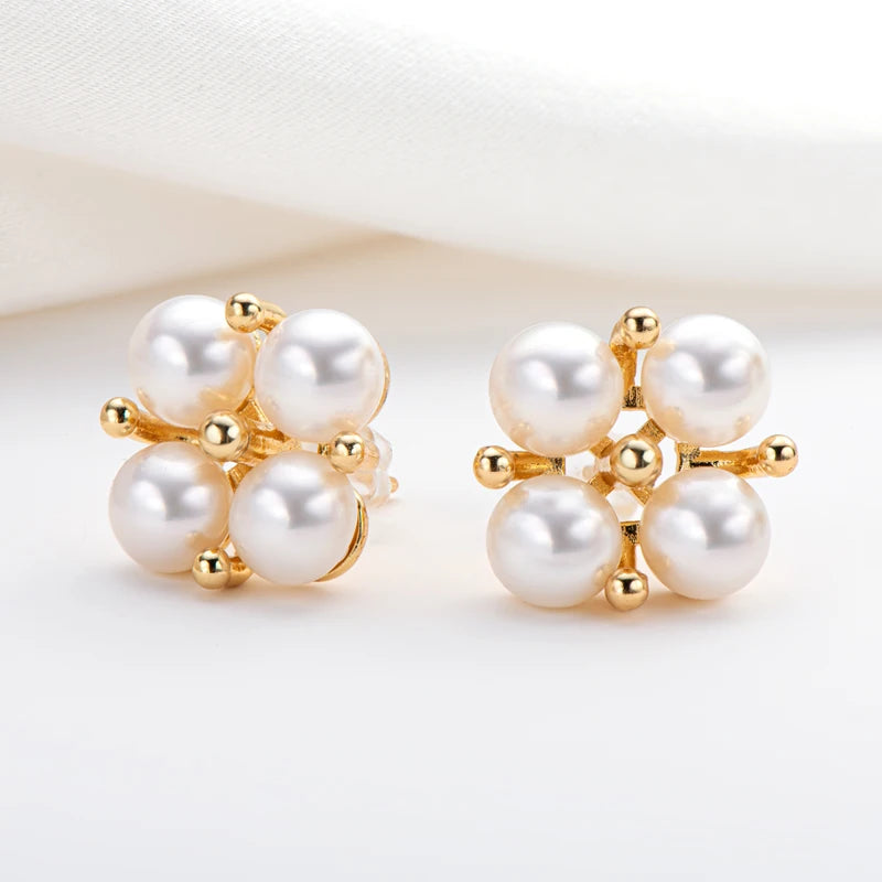 14K Filled Pearl Stud Earrings Women Engagement Jewelry