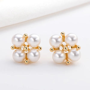 14K Filled Pearl Stud Earrings Women Engagement Jewelry