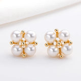 14K Filled Pearl Stud Earrings Women Engagement Jewelry